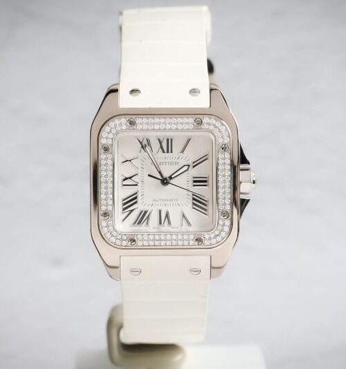 รับซื้อ Cartier Santos 100 size M White Gold Diamond