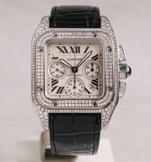 นาฬิกามือสอง Cartier Santos 100 XL Chronograph Full Diamond
