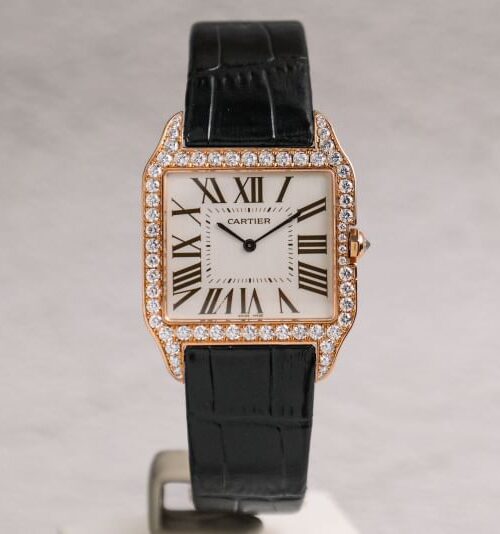 รับซื้อนาฬิกา Cartier Santos Dumont Ultra Thin 18K Rose Gold Diamond