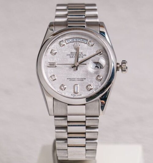 นาฬิกามือสอง ROLEX DAY DATE Full Platinum Meteorite