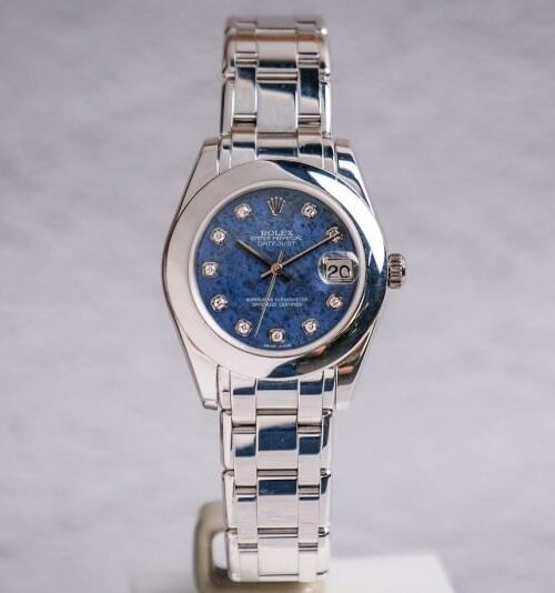 นาฬิกามือสอง Rolex Datejust Pearlmaster 18K White Gold SODALITE 81209