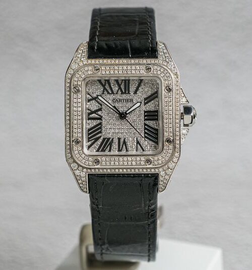นาฬิกามือสอง Cartier Santos 100 Medium Full Diamond