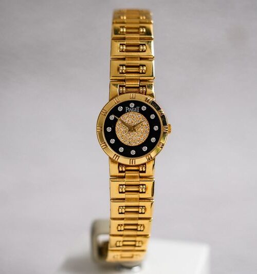 ร้านนาฬิกา PIAGET Dancer Vintage Full 18K Gold Diamond ONYX Dial