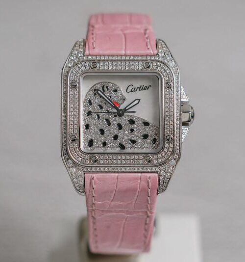 นาฬิกามืสอง Cartier Santos 100 Medium Diamond Panther