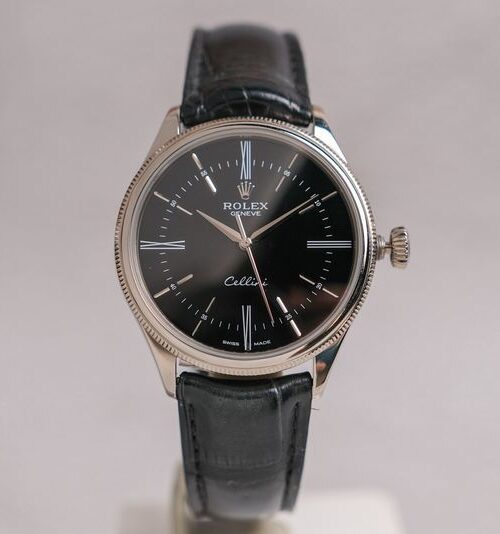 Rolex Cellini Black Dial 18K White Gold