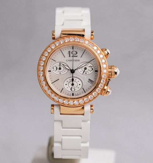 นาฬิกา Cartier Pasha Chronograph Lady MOP 18K Rose Gold Diamond