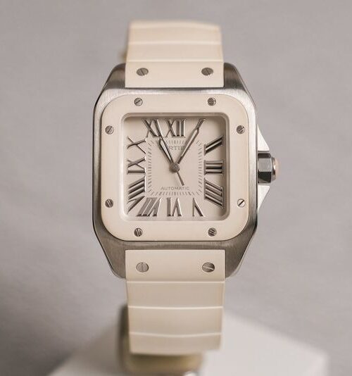 รับซื้อนาฬิกามือสอง Cartier Santos 100 Medium White Rubber