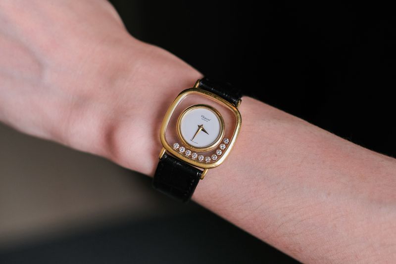 Chopard Happy Diamonds 18K Gold 30 mm on wrist