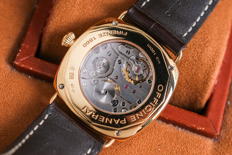 Panerai Radiomir 18K Rose Gold PAM336 open manual winding case back