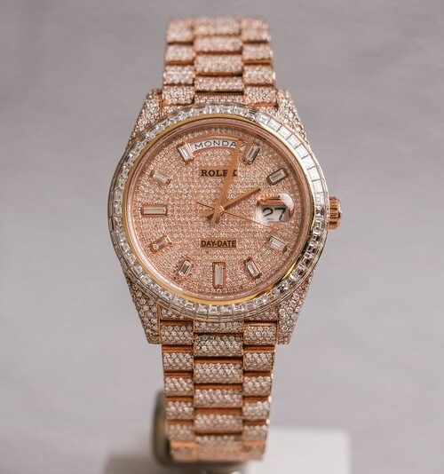 นาฬิกา ROLEX Day Date Full 18K Rose Gold Full Diamond 228235