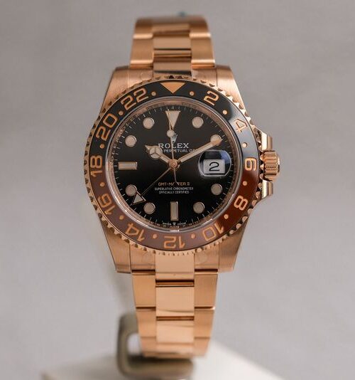 รับซื้อนาฬิกามือสอง ROLEX GMT MASTER II ROOTBEER 18k FULL ROSE GOLD