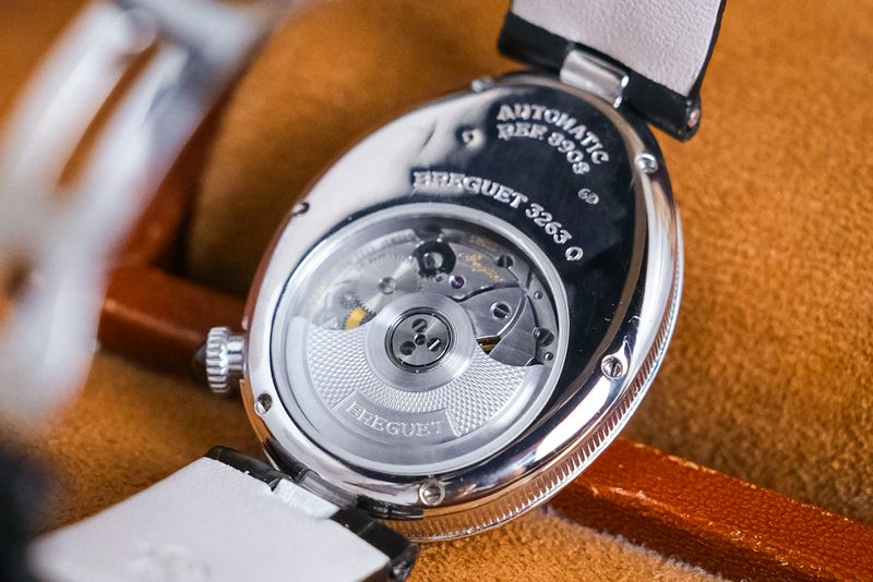 Breguet Reine de Naples MOP 18K White Gold Diamond open automatic case back