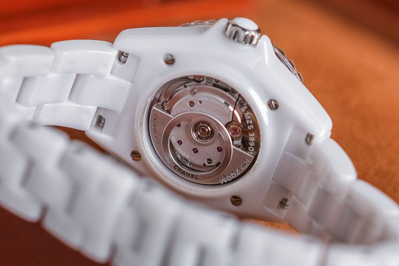 CHANEL J12 White Ceramic MOP Diamond Automatic open case back