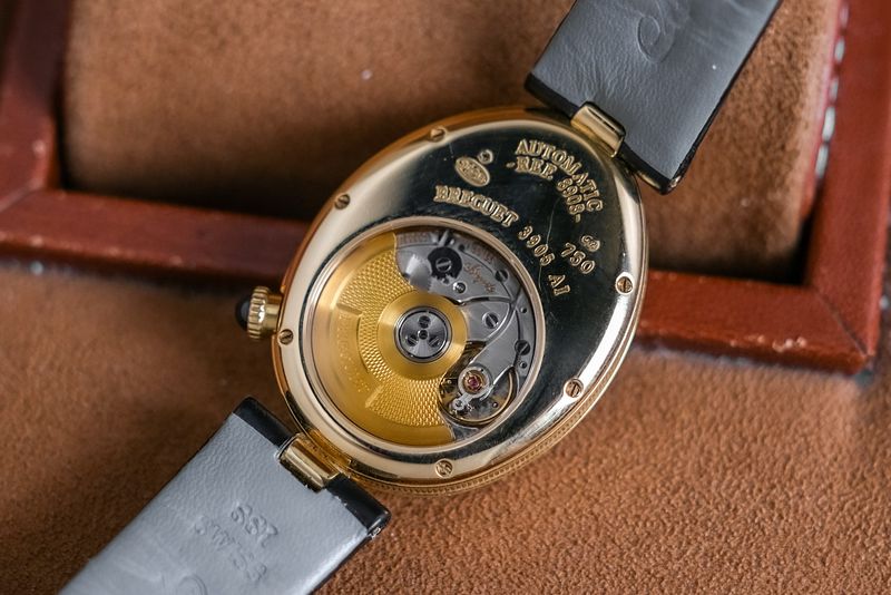 Breguet Reine de Naples MOP 18K Gold Diamond open auto movement case back