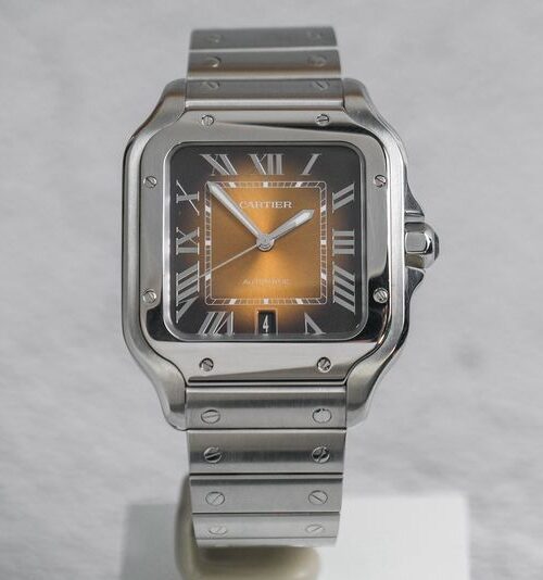 รับซื้อนาฬิกา Cartier De Santos L Brown Dial