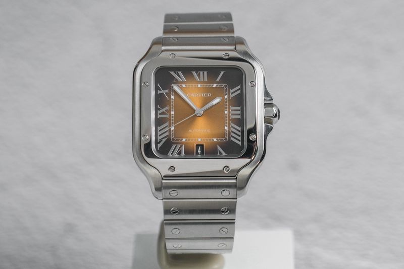 รับซื้อนาฬิกา Cartier De Santos L Brown Dial