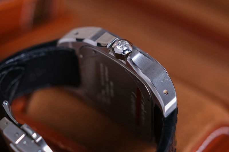 Cartier Santos 100 XL Diamonds side case with dismond crown