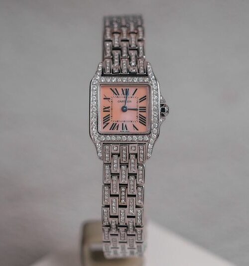 นาฬิกามือสอง Cartier Santos Demoiselle Ladies Full Diamond