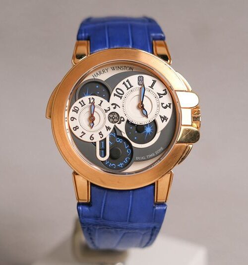นาฬิกา Harry Winston Ocean Dual Time Zone 18K Rose Gold