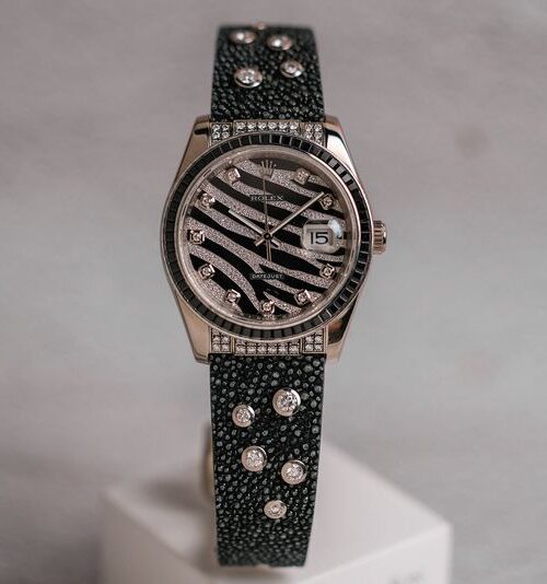 นาฬิกา ROLEX Datejust 18K White Gold Diamond The Zebra