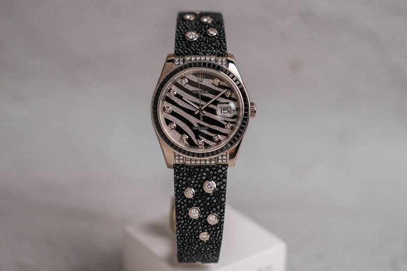นาฬิกา ROLEX Datejust 18K White Gold Diamond The Zebra
