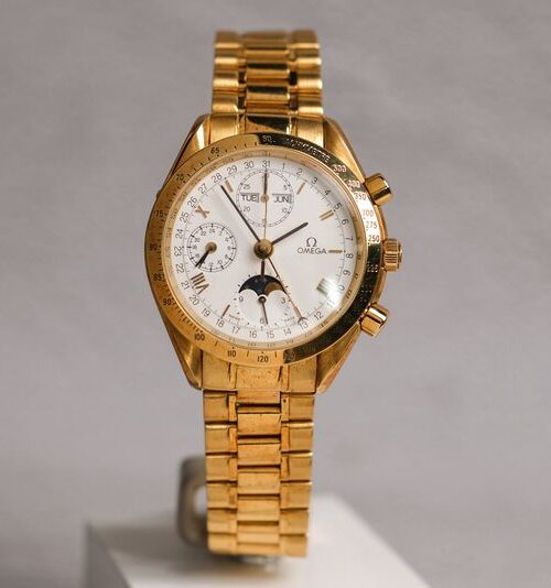 นาฬิกามือสอง Omega Speedmaster Tripple Date Moonphase Full 18K Gold