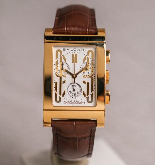 นาฬิกา Bvlgari Rettangolo Chronograph 18K Rose Gold