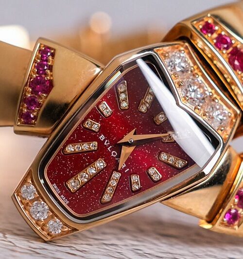 ขายนาฬิกา Bvlgari Serpenti Full Rose Gold Diamond Red