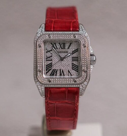 นาฬิกา Cartier Santos 100 Medium Full Diamonds