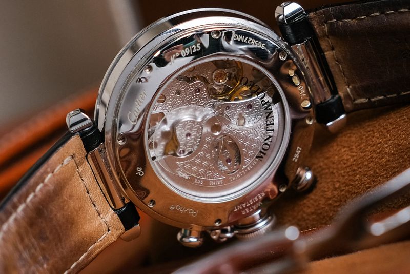 Cartier Pasha Chronograph 18K White Gold Montenapoleon Limited 25 open back case show automatic movement