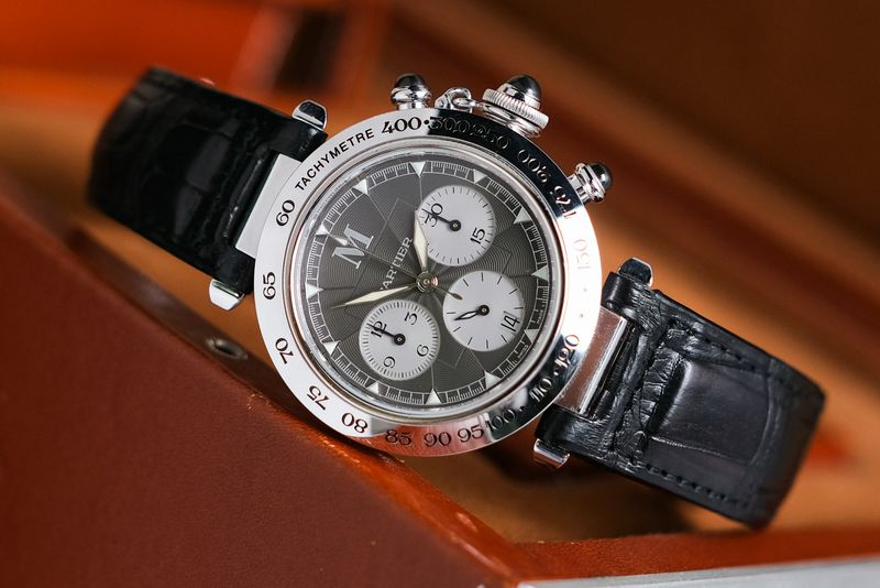 รับซื้อนาฬิกา Cartier Pasha Chronograph 18K White Gold Montenapoleon Limited 25