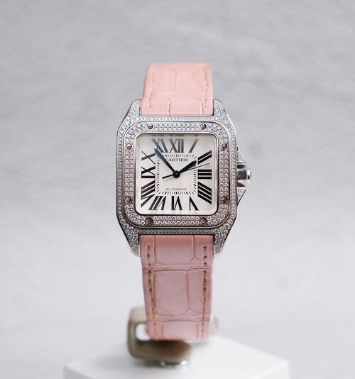 Cartier Santos 100 Medium Full 18K White Gold Diamond