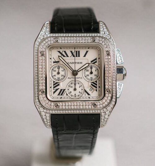 รับซื้อนาฬิกา Cartier Santos 100 XL Chronograph Full Diamond