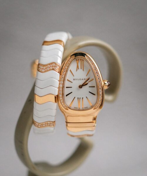 นาฬิกาของแท้ Bulgari Serpenti Spiga 18K Pink Gold Diamond & Ceramic