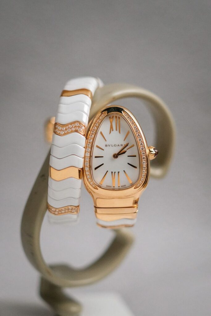 นาฬิกาของแท้ Bulgari Serpenti Spiga 18K Pink Gold Diamond & Ceramic