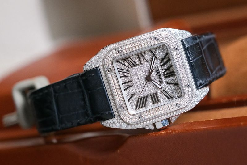 นาฬิกามือสอง Cartier Santos 100 Medium Diamond