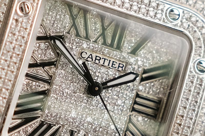 รับซื้อนาฬิกา Cartier Santos 100 Medium Diamond