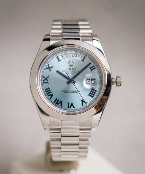 ROLEX DAY DATE 41 Platinum Diamond Ice Blue 218206