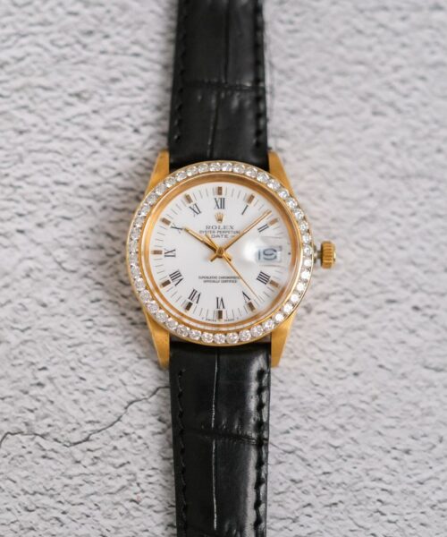 Rolex Oyster Perpetual Datejust 18K Gold Diamond Ref 15038