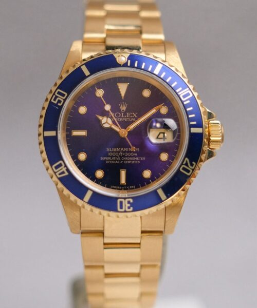 Rolex Submariner Date 16618 Purple Dial Full Gold