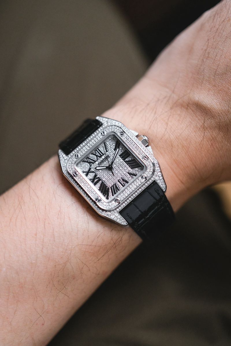 นาฬิกามือสอง Cartier Santos 100 Medium Diamond