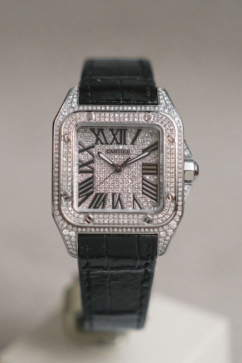 รับซื้อนาฬิกา Cartier Santos 100 Medium Diamond