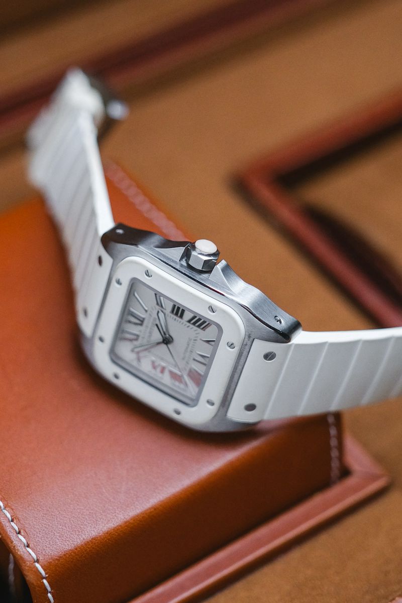 Cartier Santos 100 Medium White Rubber (2)