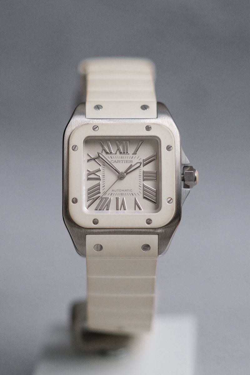 Cartier Santos 100 Medium White Rubber (3)
