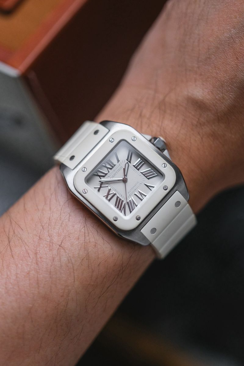 Cartier Santos 100 Medium White Rubber (4)