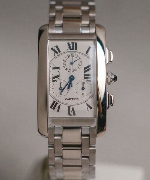 Cartier Tank Américaine Chronograph Full 18K White Gold Ref W26033L1
