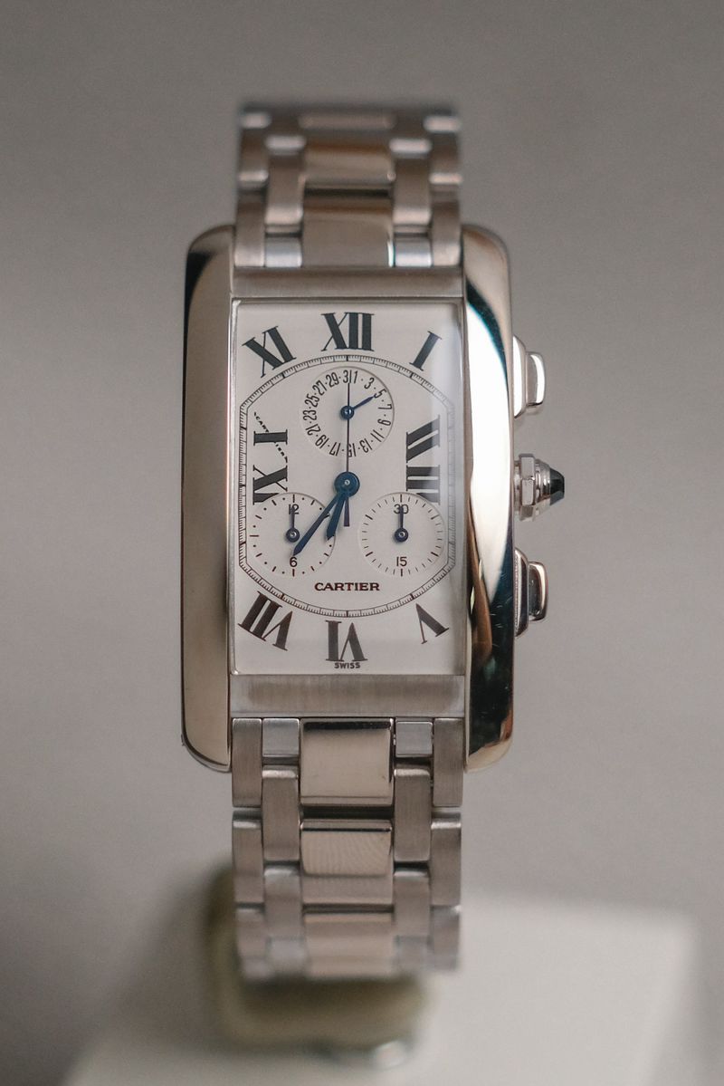 Cartier Tank Américaine Chronograph Full 18K White Gold Ref W26033L1 (4)