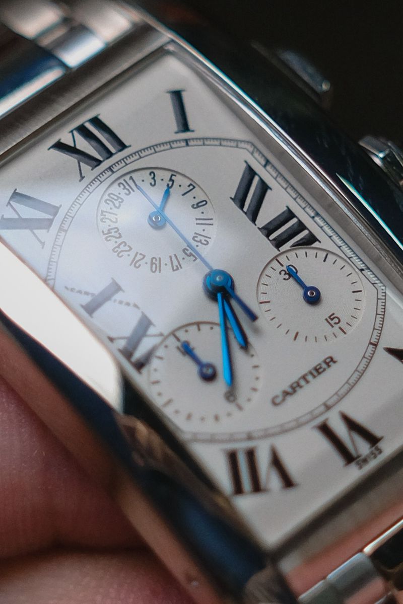 Cartier Tank Américaine Chronograph Full 18K White Gold Ref W26033L1 (5)