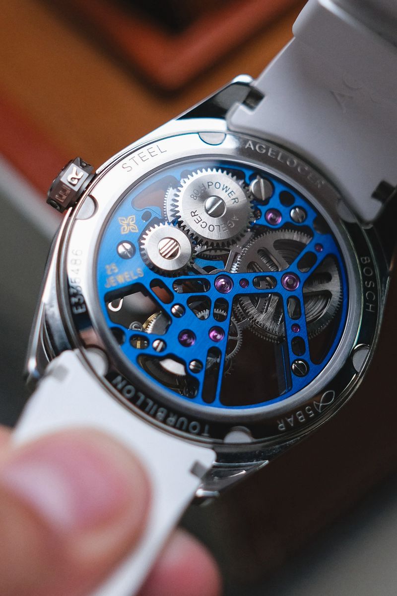 ขายนาฬิกา Agelocer Flying Tourbillon Fluoro Rubber Men's Hollow Mechanical Watch - Rainbow Bezel