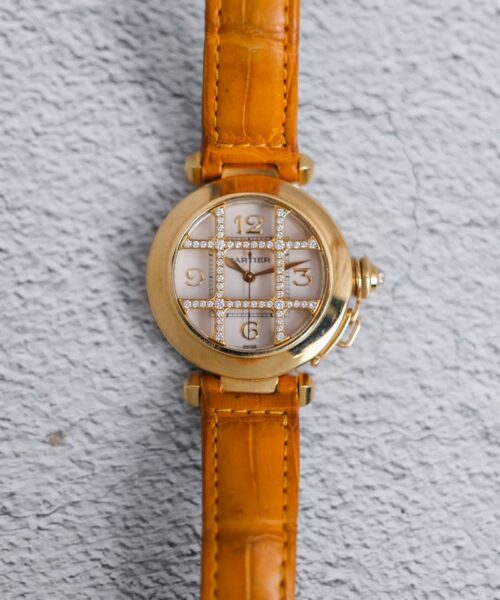 รับซื้อนาฬิกา Cartier Pasha Gold 18K Diamonds Grille
